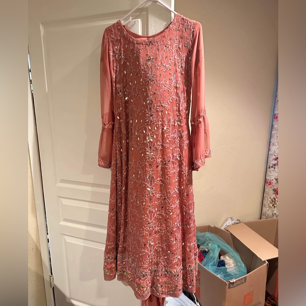 Pink Bejeweled Long Dress